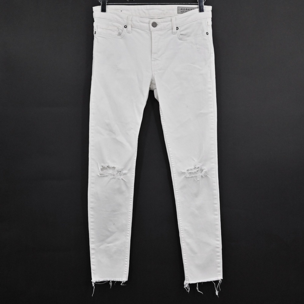 ALLSAINTS Womens White Jeans Size 27 Mast Ankle Destroyer Chalk White Denim